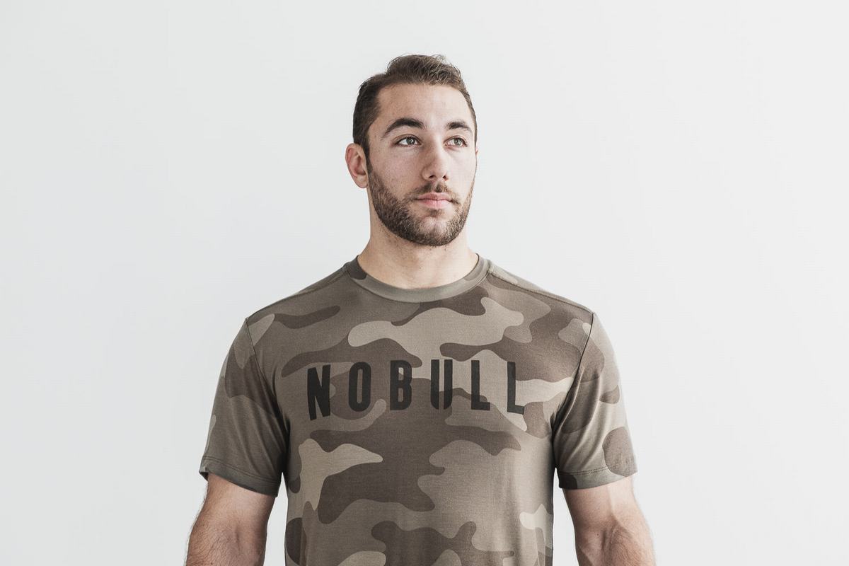 Nobull Men\'s T Shirts Dark Camo | Australia (KE6420)